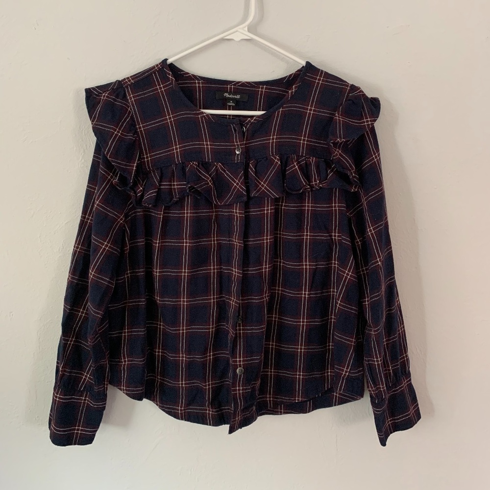 Madewell - Plaid Ruffle Yoke Top (Medium)